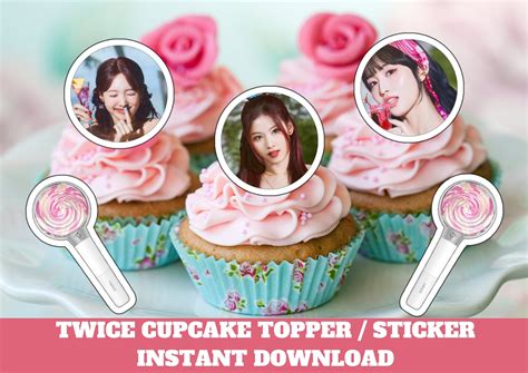 Printable Twice Cupcake Topper Twice Sticker Twice Cake Topper Twice