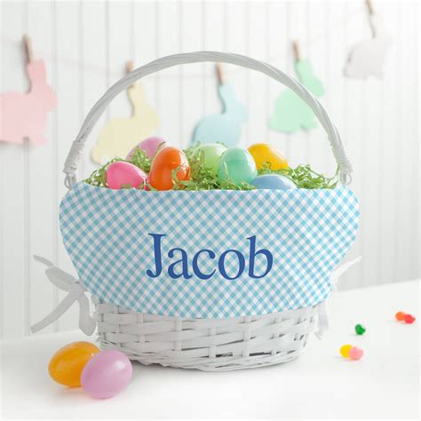 Personalized White Wicker Easter Basket With Blue Liner Walmart