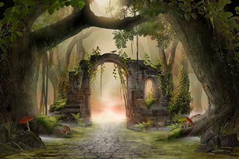 Enchanted Light in the Forest. Magical Landscape Stock Photo - Image of ...