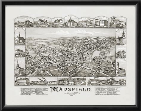 Mansfield MA 1888 - Vintage City Maps