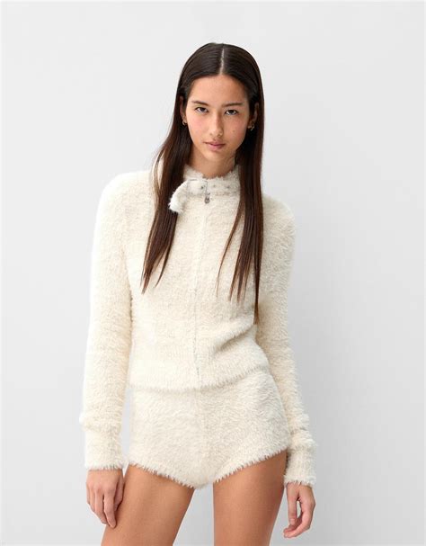 Faux Fur Hooded Jacket Women Bershka