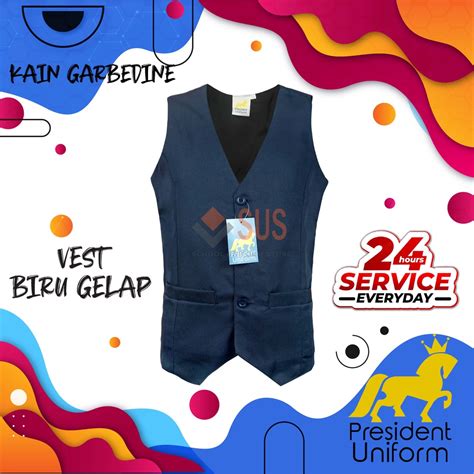 Vest Navy Blue Pengawas Ready Stock Vest Sekolah Rendah Dan