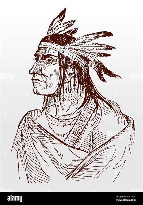 Early American Indian Chief Stock Vector Images Alamy