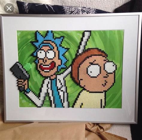 Framed Rick And Morty Perler Bead Layer A Top Portal 👍 Rickandmorty