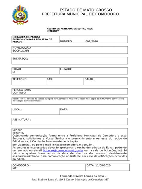 DECLARAO DE RETIRADA DE EDITAL Razo Social Doc Template PdfFiller