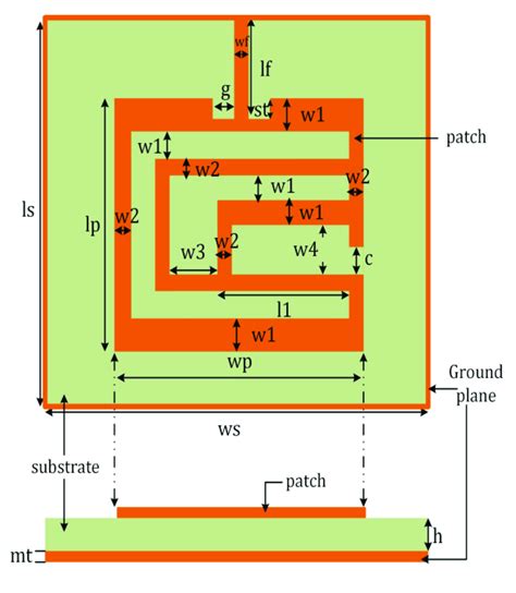 Geometrical Model Of The Proposed Dual Band Microstrip Patch Antenna Download Scientific Diagram