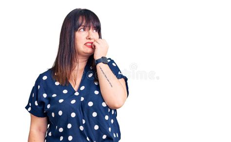 Young Plus Size Woman Wearing Casual Clothes Looking Stressed And