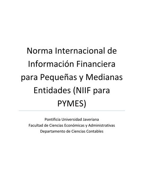 Pdf Norma Internacional De Información Financiera Para · Son