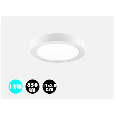 Panel Led 12W Aplicar Redondo Luz Fria Interelec