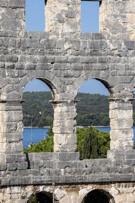 Monumental Roman Amphitheatre Pula Arena Pula Croatia Istria Stock