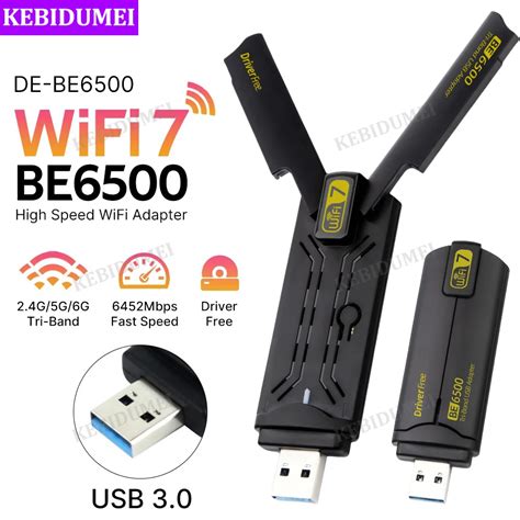 Usb 3 0 Wifi 7 Adapter 6500mbps Wireless Network Card 2 4g 5g 6g Tri Band