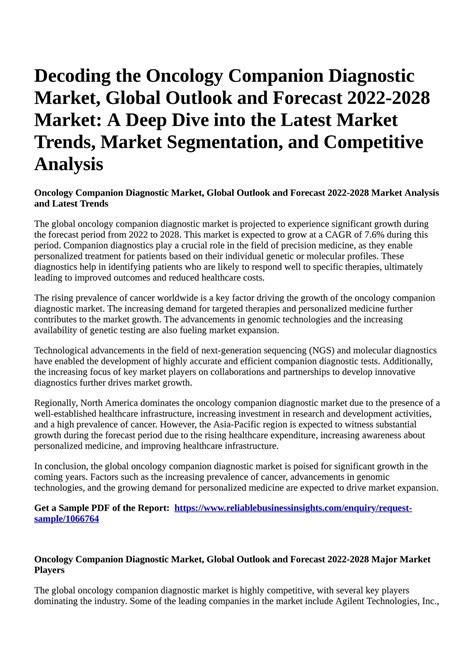 Reportprime - Decoding the Oncology Companion Diagnostic Market, Global