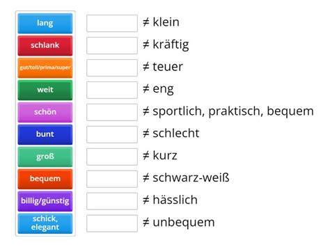 A1 2 L20 Adjektive Und Ihre Gegenteile Match Up