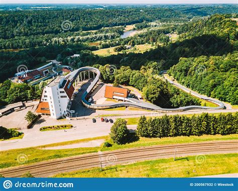 Aerial Shot of Sigulda Bobsleigh, Luge, and Skeleton Track Stock Photo ...