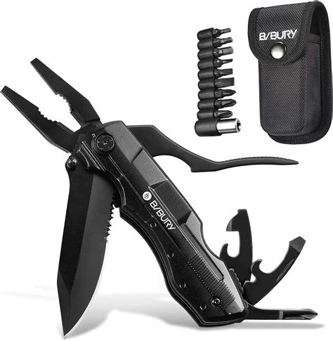 BIBURY 5 In 1 Multitools Foldable Pliers Multitool Stainless Steel