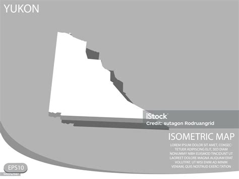 Ilustración De Mapa Isométrico Blanco De Los Elementos Del Yukón Gris