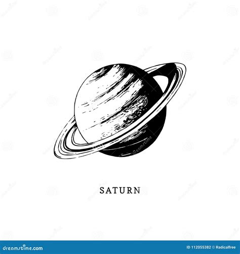 Saturn Planet Image On White Background Hand Drawn Vector Illustration Stock Vector