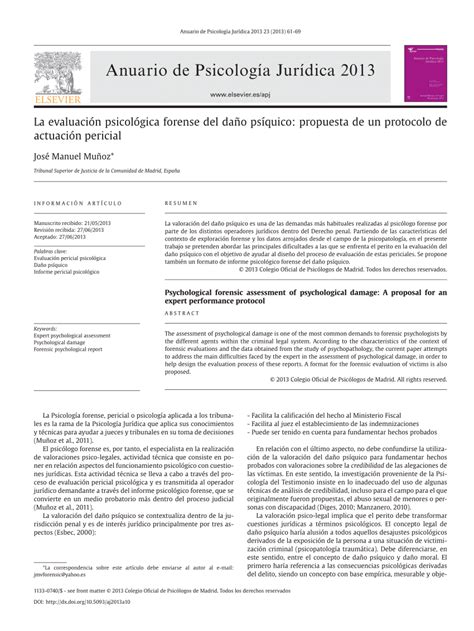 PDF La evaluación psicológica forense del daño psíquico propuesta de