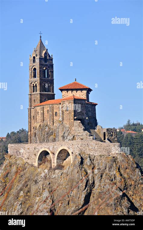 Saint Michel Aiguilhe Chapel Le Puy En Velay Auvergne France Stock