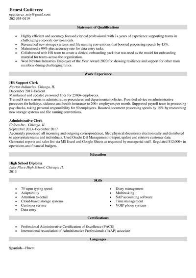 Statement Of Qualifications Soq Examples Template