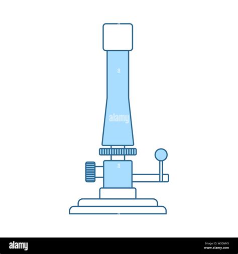 Icon Of Chemistry Burner Thin Line With Blue Fill Design Vector