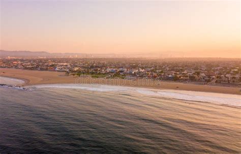 Los Angeles Aerial Sunrise By The Ocean Stock Image Image Of Beach