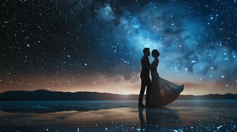 Premium Photo Romantic Couple Dancing Under Starry Night Sky