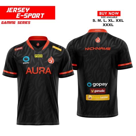 Jual Jersey Gaming E Sport Aura Hitam Series Free Nickname