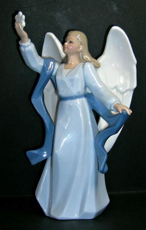 Hallmark Porcelain Angel Celeste Figurine Holding A Snowflake Blue Gown