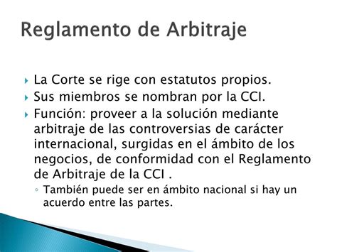 Ppt Corte Internacional De Arbitraje De La Cámara Internacional De