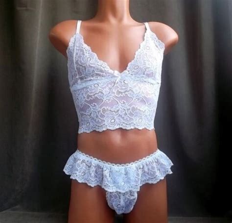 Wedding Lace Sissy Lingerie Set Drag Queen Gay Man Lingerie Ddlg