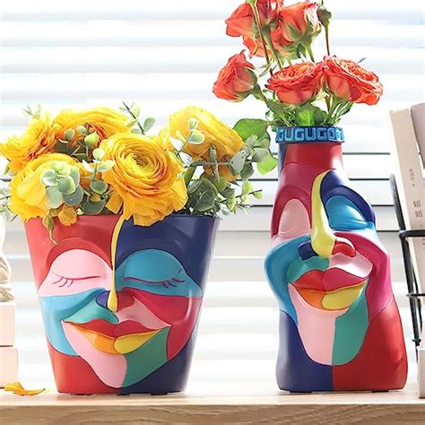 Amazon Gugugo Hand Painted Colorful Face Planters Pots And