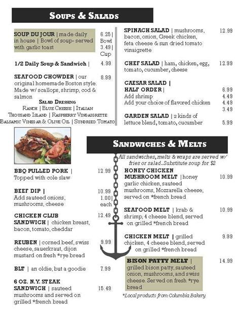 Menu At Landlubber Pub Nanaimo