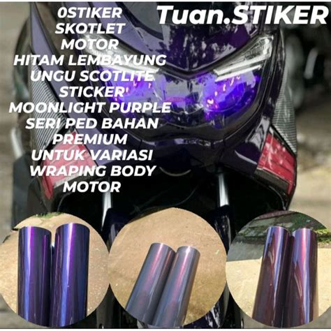 Jual Stiker Skotlet Motor Hitam Lembayung Ungu Scotlite Sticker