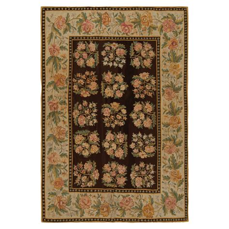 Antique Bessarabian Kilim Rug In Brown With Floral Patterns From Rug