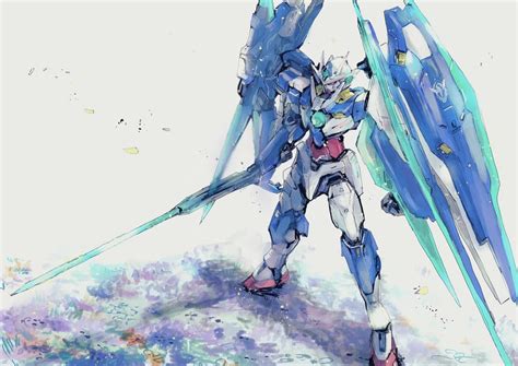 00 Qan T And 00 Qan T Full Saber Gundam And 2 More Drawn By Kare