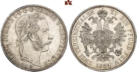 Franz Josef I 1848 1916 Doppelter Vereinstaler 1866 A Wien 37 15 G