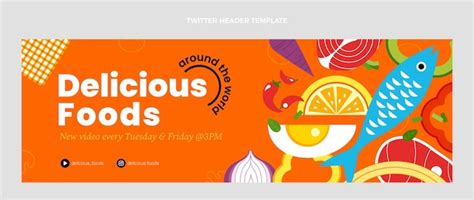 Free Vector Flat Design Delicious Food Twitter Header