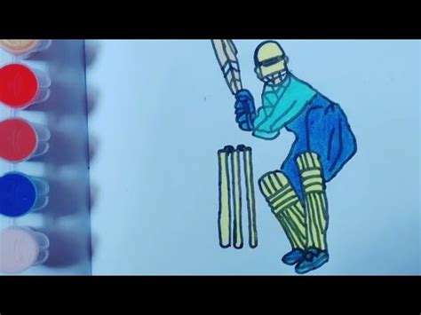 How To Draw A Cricket Player Colour Step By Step Drawing Simple And