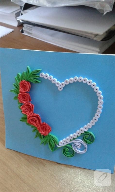 Güllerle süslü kalp quilling 10marifet org