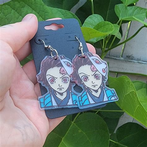 Demon Slayer Earrings Tanjiro Kamado Etsy