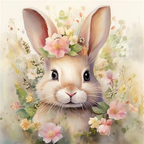 Premium Photo A Rabbit With A Flower Crown On Its Head Is Shown