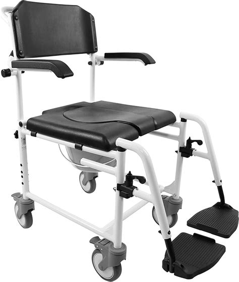 Kmina Pro Shower Commode Chair With Wheels And Footrest Shower