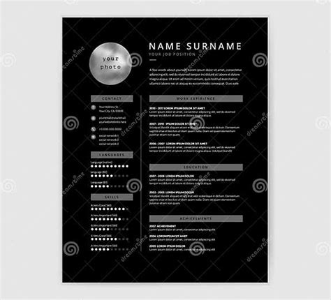 Cool Black Cv Resume Template Design For A Designer Or Programmer