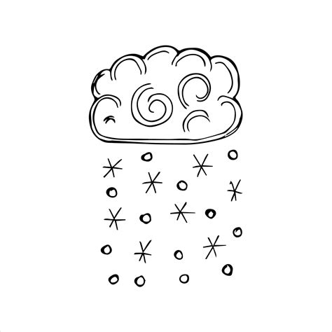 Premium Vector Hand Drawn Cloud With Precipitation Rain Snow