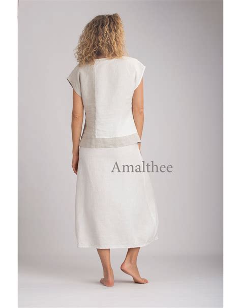 Two Tone Linen In Ficelle And Off White Color Ambre Top