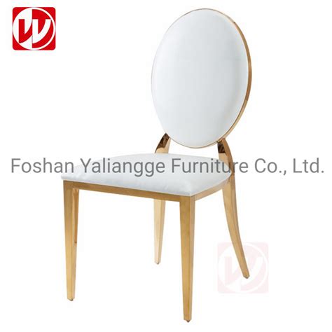 White Pu Leather Gold Stainless Steel Stacking Banquet Chair Luxury