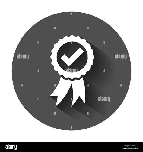 Approved Certificate Medal Icon In Flat Style Check Mark Stamp Vector