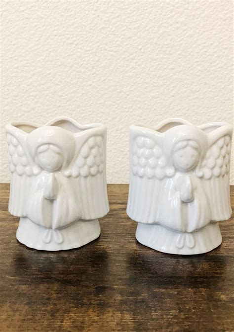 Pair Of Vintage Praying Angel Candle Holders Vintage Home Etsy