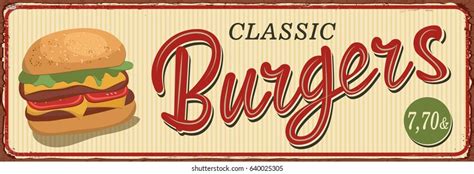 Vintage Burgers Metal Sign Stock Vector Royalty Free 640025305 Shutterstock